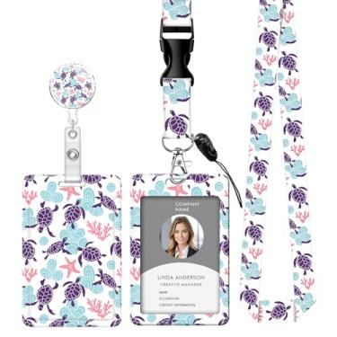 Imagem de Cordão retrátil para crachá de identificação com clipe e chaveiro, ajustável, bonito carretel de separação, durável e perfeito para mulheres enfermeiras, professoras, trabalhadoras de escritório