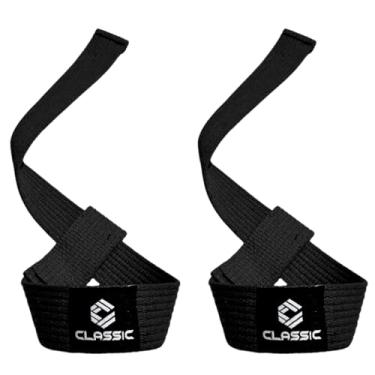 Imagem de Par de Straps para Musculação - Classic Faixa de Treino Profissional, Preto, 57cm x 4cm, Altamente Reforçada, Resistente para Exercícios Pesados