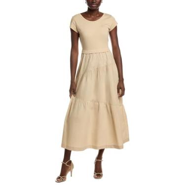 Imagem de BOSS Vestido maxi feminino de jérsei híbrido, Areia macia, M