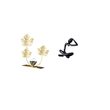 Imagem de Fenteer Escultura Moderna de Pensador de Folhas, Ornamento Decorativo de Estante, Estatueta Abstrata, Colecionável, Mesa, Decoração para Casa, Presente de Ani