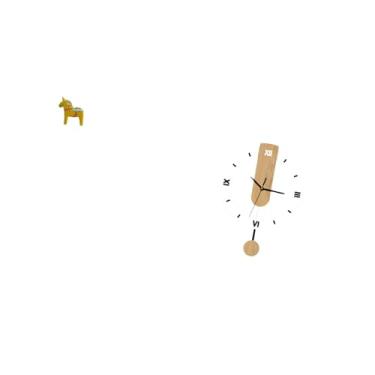 Imagem de Fenteer Estatueta de Cavalo Sueco Dalecarlian com Grandes Algarismos Romanos, Ornamento de Relógio de Parede em Acrílico para Decoração de Estante de Livros,