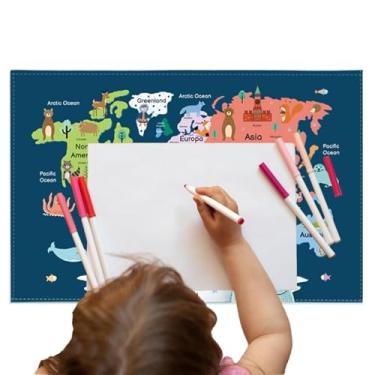 Imagem de Tapete de mesa, tapete de mesa infantil - Capa de mesa colorida de desenho animado | Decoração de mesa organizadora escolar de estudantes, de mesa à prova d'água para trabalhos escolares, artes e ofíc