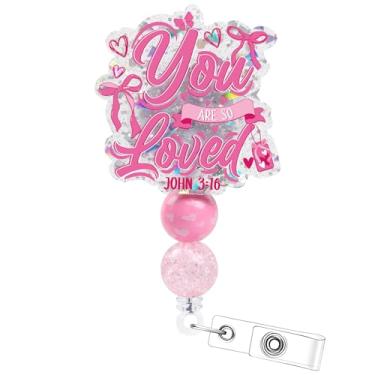 Imagem de Carretel de crachá retrátil com versículo da Bíblia - cosmisun You are So Loved Porta-crachá de identificação das escrituras cristãs para presente religioso para enfermeira, estudante de enfermagem