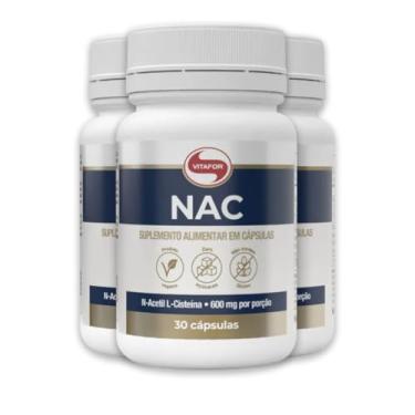 Imagem de NAC N-Acetil L-Cisteína Vitafor 600mg 30 Cápsulas | Kit 3 + PORTA CÁPSULAS