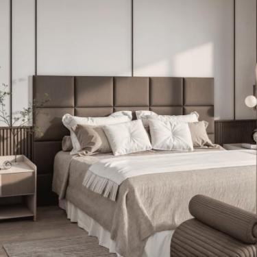 Imagem de Cabeceira Modular Suede Adesiva 40x30cm – MDF, Espuma 2cm, Fita Dupla Face, Quarto Sofisticado(CHUMBO,20)