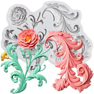 Imagem de MYPRACS Molde de silicone para fondant de videira de flor para decoração de bolo de açúcar, topo de cupcake, pasta de goma de chocolate, argila de polímero