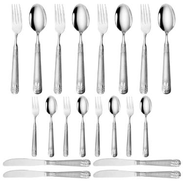 Imagem de 20 Peças Conjunto de Pratos Aço Inoxidável Premium para 5 Pessoas Inclui Faca Colher Garfo e Utensílios Lavável em Máquina Lavar Louça Casa Hotel Casamento