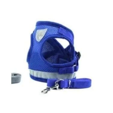 Imagem de Coleira Peitoral para Cães e Gatos - Conforto e Segurança, Tamanho Médio, Refletiva e Respirável(AZUL,P)