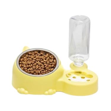 Imagem de Alimentador de cão de gato de aço inoxidável alimentador automático para gatos com rosto longo(AMARELO - ELO 754)