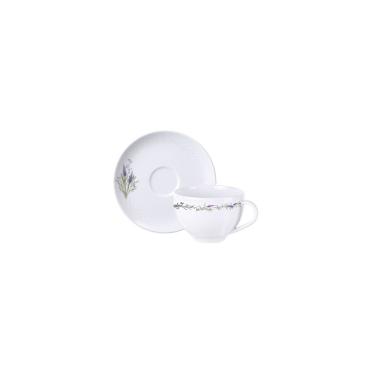 Imagem de Conjunto Xícara E Pires De Chá Tramontina Lilla Em Porcelana Decorada 250 Ml 2 Peças