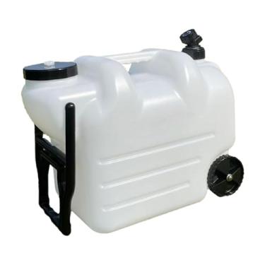 Imagem de menolana Jarro de armazenamento de água para acampamento, carregador de água portátil com rodas e, dispensador de bebidas, balde para pesca, churrasco, Branco