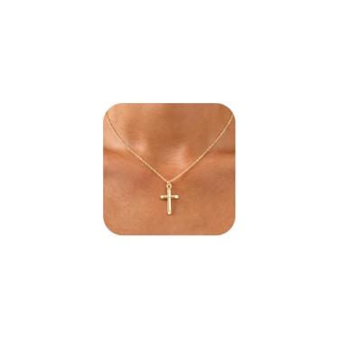 Imagem de Colar de cruz de ouro para mulheres – Colar com pingente de Virgem Maria banhado a ouro 14 k, hipoalergênico, não manchado, joia católica da Virgem de Guadalupe, presente de batismo de fé religiosa