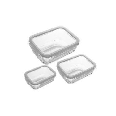 Imagem de Conjunto 3 Potes Herméticos com Tampa 1L/640ml/370ml Vidro