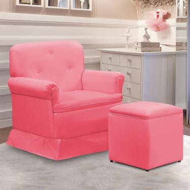 Imagem de Poltrona De Amamentação Base Balanço E Puff Lígia Sintético E03 - D'rossi Cor Pink