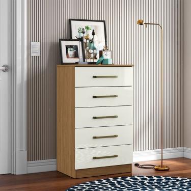 Imagem de Cômoda Para Quarto Com 5 Gavetas 61cm Ingrid Atacama-off White A09 - D'rossi