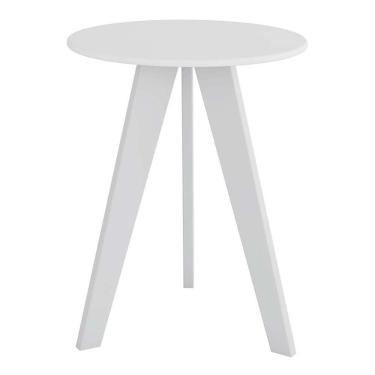 Imagem de Mesinha Lateral Retrô 54cm Branco Brilho - Móveis Peroba