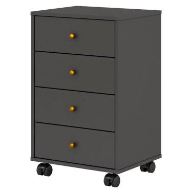 Imagem de Mesa De Cabeceira Presence 4 Gavetas Grafito Demóbile - Ssx Multicoisas