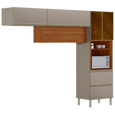 Imagem de Cozinha Modulada 3 Pecas 270 Cm Mdf Dp2701 Nogueira Nude Prime Demartez Nogueira Nude Prime