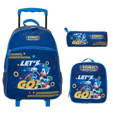Imagem de Kit Mochila Lancheira e Estojo Pacific Sonic Lets Go Azul