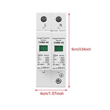 Imagem de RiToEasysports Protetor de Tensão 420V 40KA 2 Pólos Pára-raios, Dispositivo de Proteção Doméstica de Material Premium para Sistemas Elétricos, Proteção Instantânea contra Sobretensão contra Trovões,