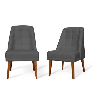 Imagem de Generic Kit de 2 Cadeiras de Jantar, Estofamento de Camurça Suede, Para Decoração de Lar & Sala de Jantar, Confortável (Grafite)