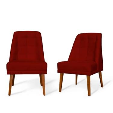 Imagem de Generic Kit de 2 Cadeiras de Jantar, Estofamento de Camurça Suede, Para Decoração de Lar & Sala de Jantar, Confortável (Vinho)