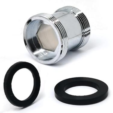 Imagem de 1 kit adaptador de aerador de torneira prata, rosca macho M24 x 1 mm para rosca macho M22, conexão de encaixe do adaptador extensor de torneira de pia de cozinha de latão (tipo estendido, M24x1mm-M22)