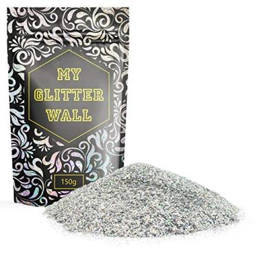 Imagem de Glitter de parede com glitter 150G My Glitter para pintura de emulsão com glitter Decorações de parede perfeitas para ambientes internos e externos, Silver AB