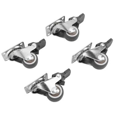 Imagem de Ymiko Pacote Com 4 Rodas Giratórias de 1 Polegada Com Trava, Rodízios de Aço Revestidos de Borracha para Móveis, Inclui 16 Parafusos de Montagem Rolamento Suave e Rolamento de Carga