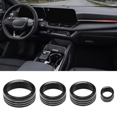 Imagem de BORUIEN Tampa do botão de mudança de volume AC acessórios interiores para Chevy Chevrolet Equinox 2025 2026 console central painel capa maçaneta porta moldura adesivo decoração guarnição (preto)