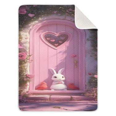 Imagem de xigua Cobertor de bebê de porta com coelho, cobertor de algodão para bebês, cobertor leve e macio para berço, carrinho de bebê, cobertores de berçário, 76 x 101 cm