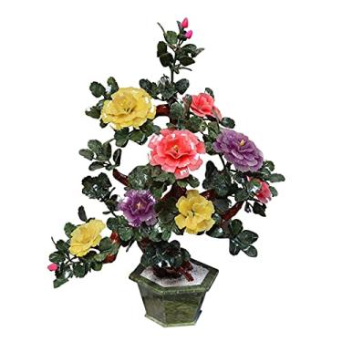 Imagem de Bonsai artificial planta jade peônia flor bonsai artificial novo estilo chinês decoração sala de estar árvore bonsai artificial planta falsa decoração decorativa bonsai artificial bonsai árvore bonsai
