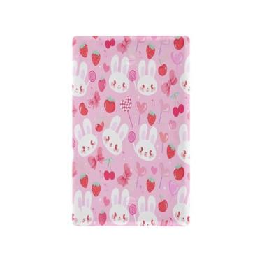 Imagem de Wassud Placa de cobertura de interruptor de luz coelho com tampas decorativas de morango, placa de parede para tomadas elétricas em branco 11 x 6 cm