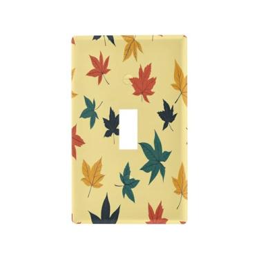 Imagem de Wassud Folhas de outono interruptor de luz placa decorativa para tomada placa de parede para tomadas elétricas interruptor único 4,53 x 2,76 polegadas