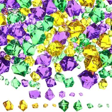 Imagem de Syhood 570 peças, 5 tamanhos, pedras falsas de gelo triturado, amarelo, verde e roxo, pedras de cristal acrílico, diamantes de plástico, mármore, para enchimento de vaso de carnaval, decoração de
