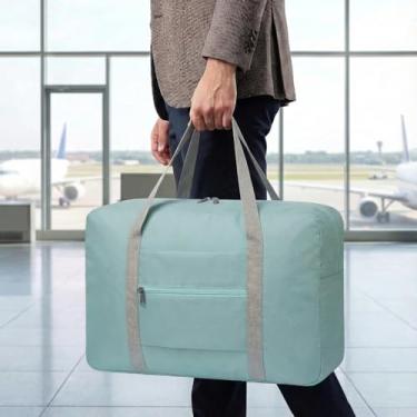 Imagem de Bolsa de viagem leve e dobrável – Mala de mão compacta para viagens noturnas, bolsa unissex para fim de semana, Verde hortelã, 17.7 x 12.6 x 6.3 inches, Esportes
