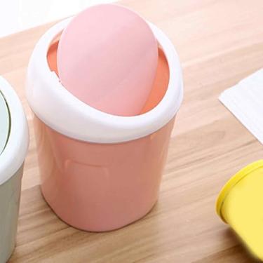 Imagem de Cesto de lixo de mesa pequeno com tampa giratória, cesto de lixo de plástico, cesto de lixo de bancada, caixote do lixo de mesa com tampa flip