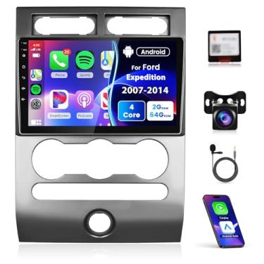 Imagem de Estéreo automotivo Android 2 + 64 G para Ford Expedition 2007-2014 (manual A/C) sem fio Carplay Android Auto, rádio automotivo com tela sensível ao toque de 23 cm com navegação GPS, Bluetooth, espelho