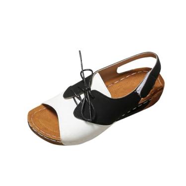 Imagem de Sandálias de praia estilo verão romano com cadarço boca de peixe fundo grosso de um pé sem cadarço bico aberto, Branco, 38