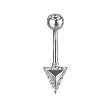 Imagem de Piercing Umbigo Prata 925 Triangulo Cravejado Hipoalergênico - Princes