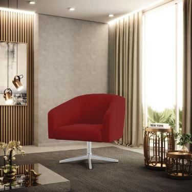 Imagem de Poltrona Sala Decorativa Stella Base Giratória Cromada Veludo Marsala D03 - D'rossi