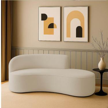 Imagem de Sofá 2 Lugares Orgânico 160 Cm Morgan Cotelê Ext/veludo D03 - D'rossi Cor Bege