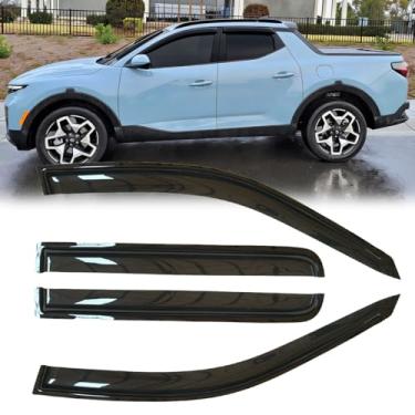 Imagem de 4 peças de proteção de chuva para janela estilo montagem externa original defletores de vento laterais fumaça escura bom visual viseira de janela adequado para Hyundai Santa Cruz 94519 2022-2025