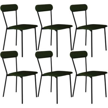 Imagem de Kit 06 Cadeiras Estofada Para Sala De Jantar Liora Preto C01 Linho Ver