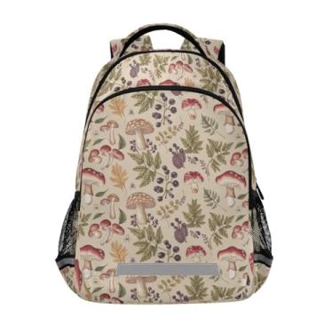 Imagem de ODAWA Mushrooms Leaves Beige Student Backpack - Lightweight Bookbag for Elementary School Kids Travel Laptop Backpack