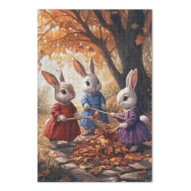 Imagem de Autumn Bunnies Brown Adult Puzzle, Puzzle 500 Pieces, Interlock Suitablely, Home Decor for Men Women
