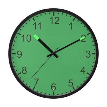Imagem de ODAWA Relógio de parede verde trevo para cozinha relógios de parede silenciosos redondos operados por bateria, 30,5 cm