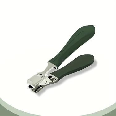 Imagem de 1 alicate de boca larga de aço inoxidável, lâmina de abertura grande para unhas e pés grossos, manicure anti-respingos, verde escuro