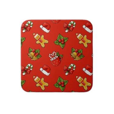 Imagem de Ladrilho Decorativo de Cerâmica Natalino com Estampa de Sinos e Doces