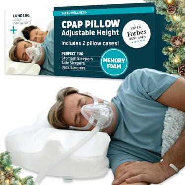 Imagem de Lunderg CPAP Pillow for Side Sleepers - Includes 2 Pillowcases - Adjustable Memory Foam Pillow for Sleeping on Your Side, Back & Stomach - Reduce Air Leaks & Mask Pressure for a Better Sl